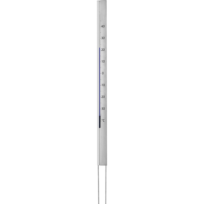TFA Dostmann Central Park Analog Garden Thermometer, 12/2005, weather-resistant, made of aluminum, 137cm tall, silver