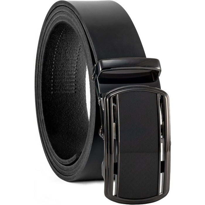 Чоловічий шкіряний ремінь Volmer ATG з автоматичною застібкою та регулюванням | Ширина 35 мм, довжина 125 см, чорний колір