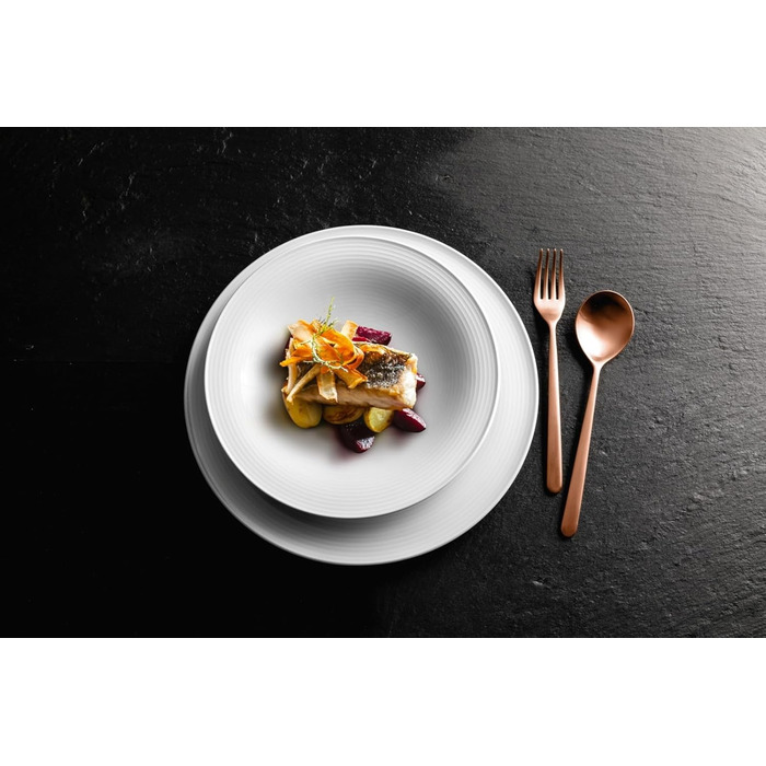 Сервіз столовий SELTMANN WEIDEN Beat 12-частинний - білий, з рельєфним декором, круглий