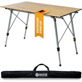 Стіл для кемпінгу NATURBUMMLER® Solid Litec+ - розкладний, легкий, регульований, з сумкою. Алюміній, для відпочинку на природі, риболовлі (X-Large)