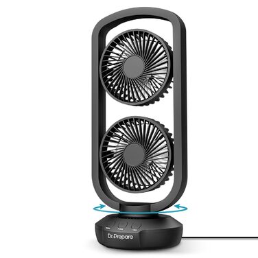 Вентилятор настільний DR.PREPARE 40см з 3 швидкостями, коливання 105°, таймер, чорний