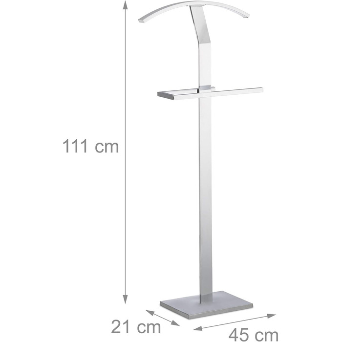 Relaxdays Valet Stand, Clothes Rack made of Metal, Silent Butler Freestanding, Clothes Butler, HBT: approx. 111 x 45 x 21 cm