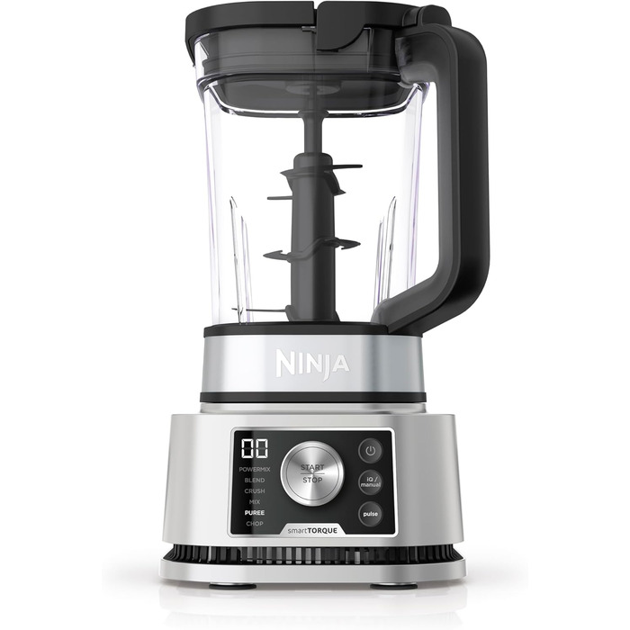Ninja Foodi Power Nutri Mixer Smoothie Maker 3-in-1, thick spreads & frozen drinks, automatic programs, 2.1L pitcher, 700ml cup & 400ml bowl with Power Paddle, 1200W, Silver CB350EU 3-in-1 Mixer, 1200W