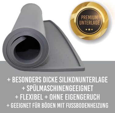 Силіконовий килимок KaraLuna Premium 60x40 см (Чорний, Сірий, Кутовий) для годівлі котів та собак, під миску, під кавомашину