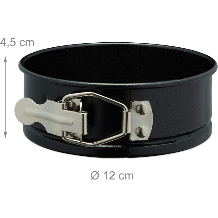 Форми для випічки Relaxdays, набір 5 шт, Ø 12 см, круглі, антипригарні, до 220 °C, міні-форми для кексів, чорні