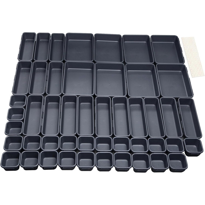 Drawer dividers, 48-piece set, spice organizer, drawer organizer, black separator, bathroom organizer boxes set with 40 silicone non-slip balls, Hemnes dresser, kitchen, desk, utensil organizers.