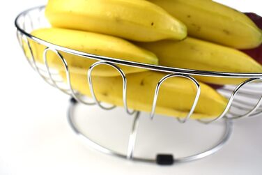 Металевий кошик для фруктів та овочів з ручкою - 3 яруси, великий, з нержавіючої сталі, з циркуляцією повітря (45см, Ø30-24-16.5см), сріблястий