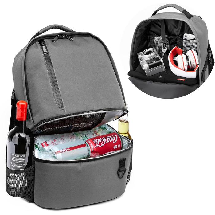 28L Insulated Cooler Backpack - Double Layer Thermal Rucksack for Picnics, Camping, and Travel (Gray)