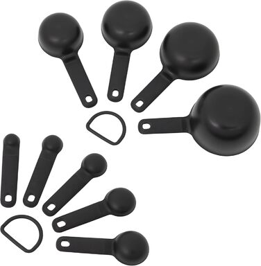 KitchenAid Universal Measuring Cup and Spoon Set, 1/4, 1/2, 1/3 and 1 cup sizes and 1 tablespoon, 1/2 tablespoon, 1 teaspoon, 1/2 teaspoon, and 1/4 teaspoon, dishwasher safe, 9 pieces, black