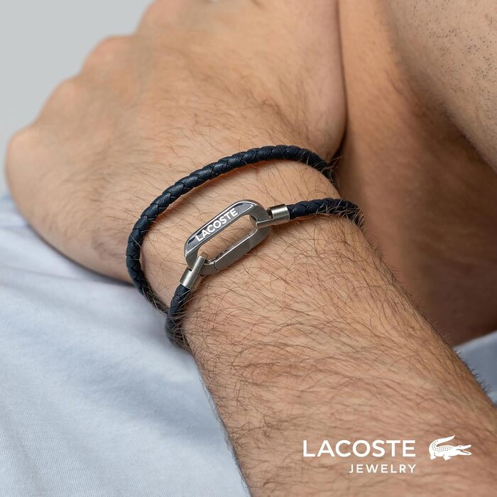 Браслет шкіряний чоловічий Lacoste STARBOARD синій (Blau) - оригінал