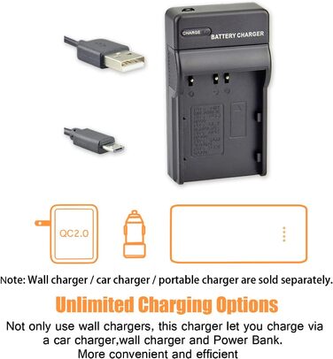 Акумулятор DSTE EN-EL3E (2 шт.) та Micro USB зарядний пристрій - сумісний з Nikon D30, D50, D70, D70S, D90, D80, D100, D200, D300, D300S, D700