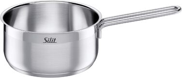 Silit Tuscany Cookware Set, induction-compatible, 10-piece, saucepan set with glass lid, induction saucepans, milk pot, steamer insert, frying pan, stainless steel, partially matte, induction cookware set, uncoated, single