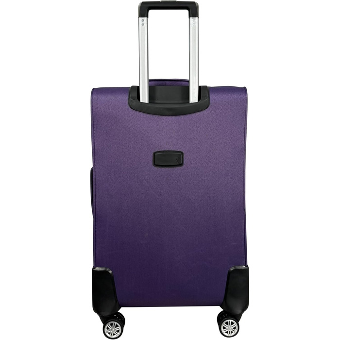 Чемодан-валіза на колесах з тканини, розширюваний, з подвійними колесами (M/L/XL/XXL або набір 4 шт.), м'яке багаж (фіолетовий, ручна поклажа (55 см))