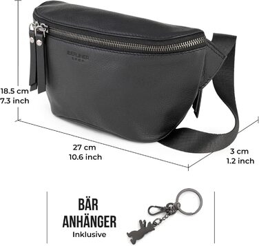 Berliner Bags Преміум Поясна Сумка Noah, Чоловіча/Жіноча Сумка через Плече з Шкіри, Кросбоді, Чорна