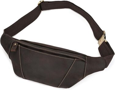 Чоловіча поясна сумка з натуральної шкіри LUUFAN, темно-коричнева (1034)