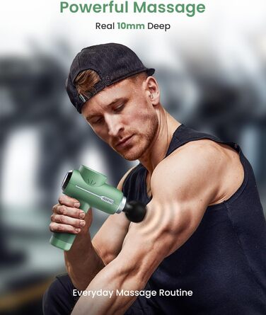 Масажер для м'язів RENPHO Active Massage Gun: глибокий масаж спини, розслаблення, USB-C зарядка, зелений