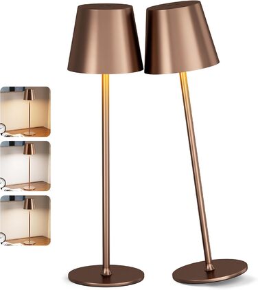 Набір з 2 бездротових настільних світильників LED з акумулятором, диммер сенсорний, 3 режими кольору, USB-C зарядка для спальні, столу, кемпінгу (Чорний)