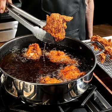 Сковорода HexClad з антипригарним покриттям та кришкою, 4.5 л, для всіх плит, можна мити в посудомийній машині та використовувати в духовці