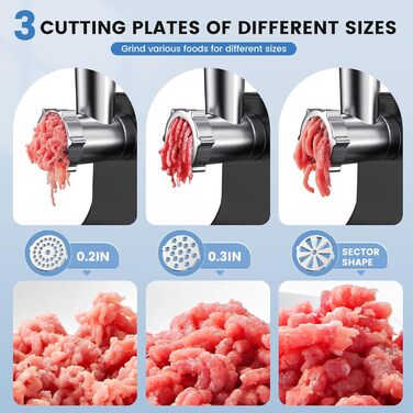 Електрична м'ясорубка 3000 Вт, багатофункціональна, з 3 насадками для фаршу, кубе та 3 насадками для ковбас, для дому