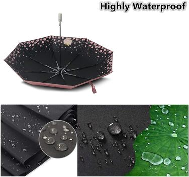 Зонт компактний та складаний з UV-захистом, переносний від Voy Lady – Рожевий, з квітковим малюнком (кіт) – діаметр 96 см