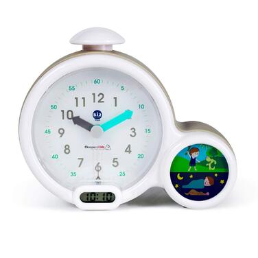 Pabobo Kid Sleep - Alarm Clock - Educational Children's Alarm Clock Day / Night Light - Dual Display and 3 Alarms to Choose From - Works on DC or Batteries – Grey