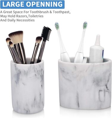 Набір аксесуарів для ванної кімнати L'ARL GMVOI, 4 шт., мармуровий набір аксесуарів для ванної кімнати з тримачем для зубних щіток, дозатором мила, склянкою, мильницею для декору ванної кімнати, білий