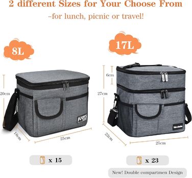 Термосумка Kato Tirrinia 17L для пікніків та подорожей: велика, водонепроникна, для 23 доз