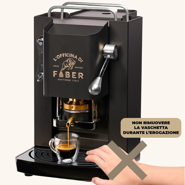Кавова машина FABER Pro Deluxe для ESE-подушечок 44 мм, хром, латунний прес, матова чорна