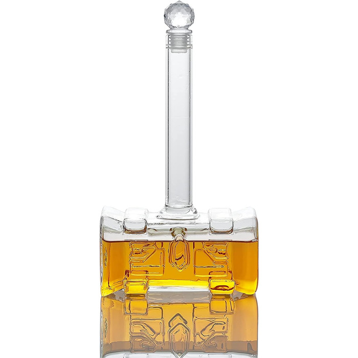 Whiskey Decanter, Handmade Thor's Hammer Decanter, Transparent Creative Whisky Carafe Drink Dispenser For Wine, Brandy, Bourbon, Scotch And Schnapps 400ml