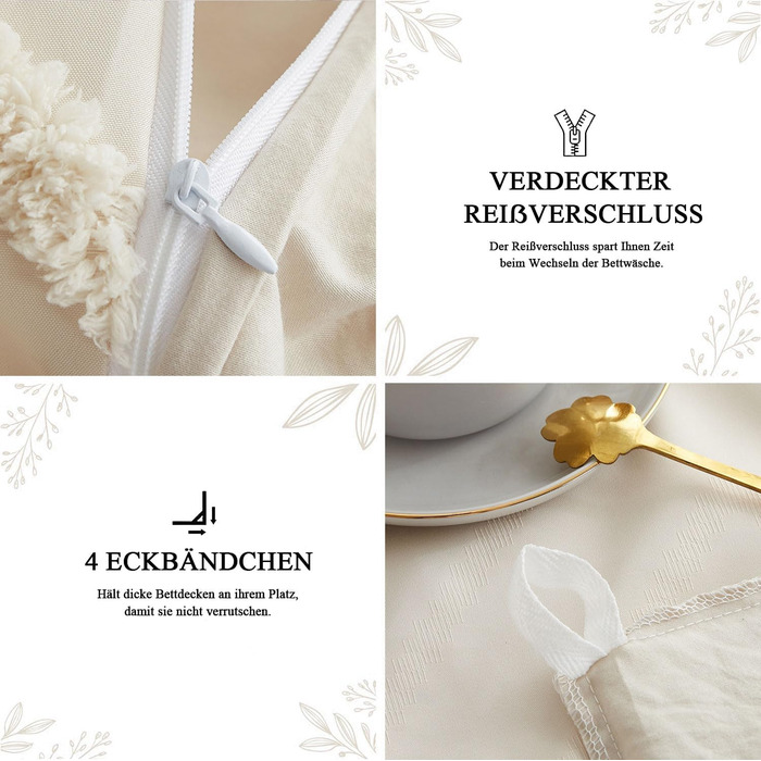 Бежева постільна білизна 220x240 см з ручною вишивкою, комплект. Вінтажний стиль, туфтоване покривало, бохо, шабі-шик. Матеріал: вимита мікрофібра. 1 декор. покривало на 220x240 см, 2 наволочки 80x80 см. Геометричний дизайн.