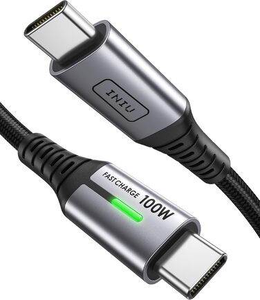 Кабель USB-C 100W з підтримкою PD3.0, 3м, чорний. Кабель USB-C для iPhone, Samsung, Pixel, iPad, MacBook. Нейлон, швидка зарядка