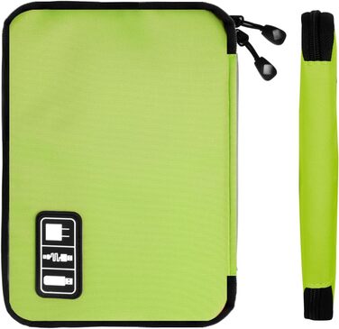 Органайзер для кабелів та аксесуарів для подорожей, бізнесу та роботи - Beige & Green (Single Layer)