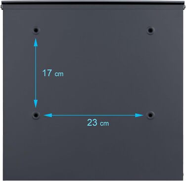 Поштова скринька Verda з газетницею, антрацит RAL 7016, срібло, 37x37x11 см, 2 ключі, комплект для монтажу. Дизайнерська настінна поштова скринька