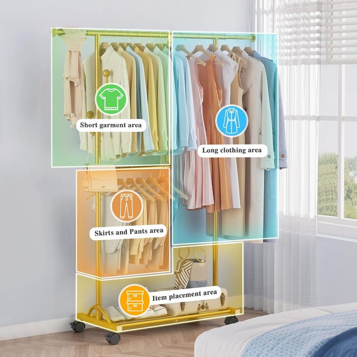 Кледистанд FAVOOOSTY на колесах: мобільний, металевий, регульований, чорно-білий (золотий), 89.50×39.00×161.20 см