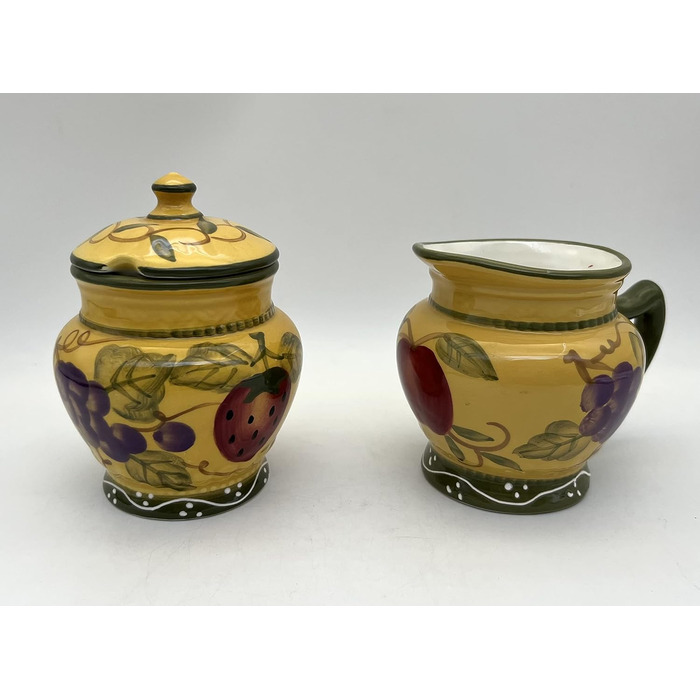 Tuscan Collection Deluxe Hand-Painted Sugar Bowl & Creamer Set by ACK