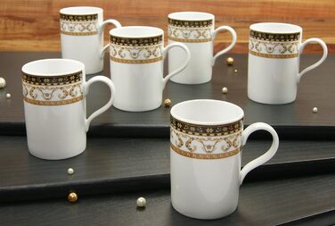 Creatable 15087, Majestic Series black, Coffee Cup Set 6-piece, Porcelain, Multicolor, 24x29x14 cm