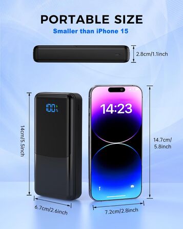 Power Bank Coblob 27000mAh з LED дисплеєм, 3 виходи, 2 входи, чорний