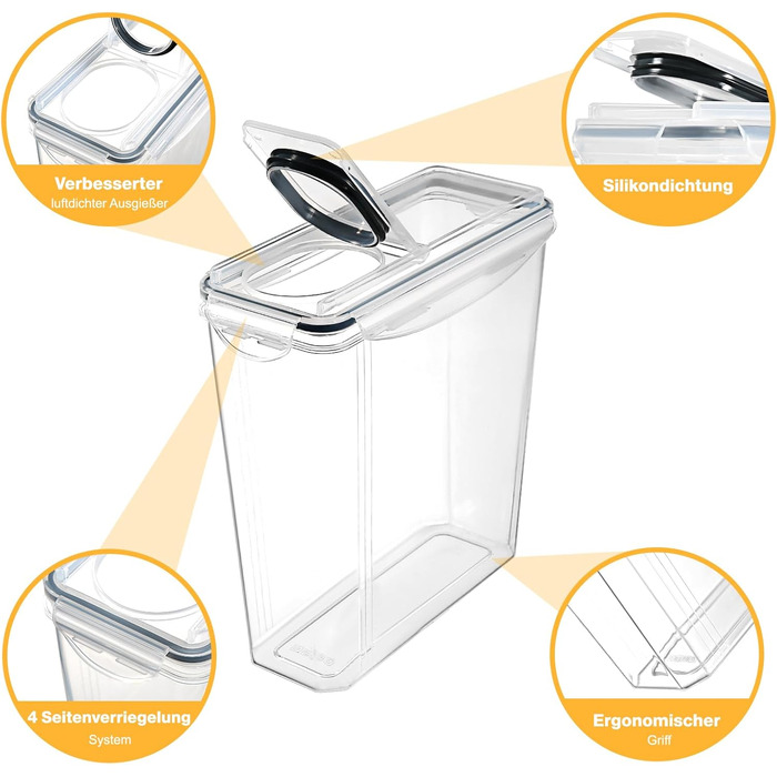 Набір контейнерів для зберігання YASHE 6 шт., 3.7L, герметичні, BPA-free, для кухні