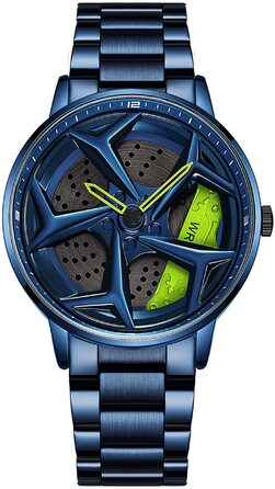 Чоловічий годинник Findtime з нержавіючої сталі, кварцовий, аналоговий, водостійкий 30M, бізнес-стиль, для автоспорту (блакитний)