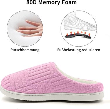 Зручні антиковзні домашні тапочки з memory foam бавовни для жінок (38/39 EU, Рожеві)