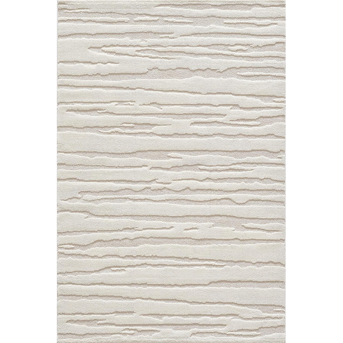 Килим Everest - сучасний коротковорсовий килим для вітальні та спальні з ефектом висоти-низькості, 3D-ефект, висока щільність ворсу та приємна м'якість, абстрактний дизайн, кремовий, 80 x 150 см