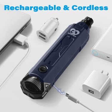 Електричний точило для кігтів собак Casfuy 6-ступінчате - тихе, перезаряджуване, для великих, середніх та малих собак, Navy blue