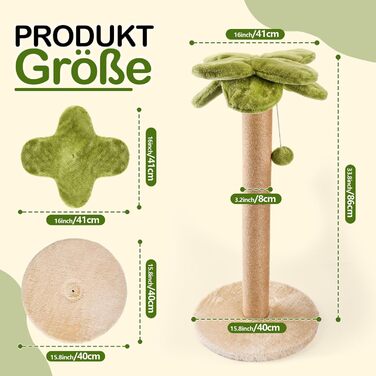 Cat Scratch Post, 86cm High Scratching Column with Hanging Ball, Natural Sisal Rope Scratch Tree for Large Cats and Kittens
