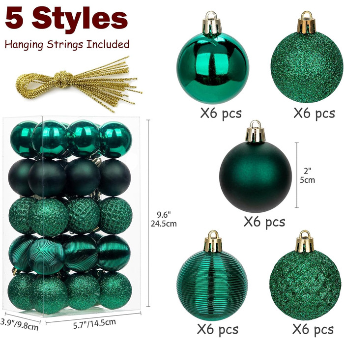 5 см ялинкові кулі, 30 шт., золоті, міцні, для прикраси ялинки на Новий Рік