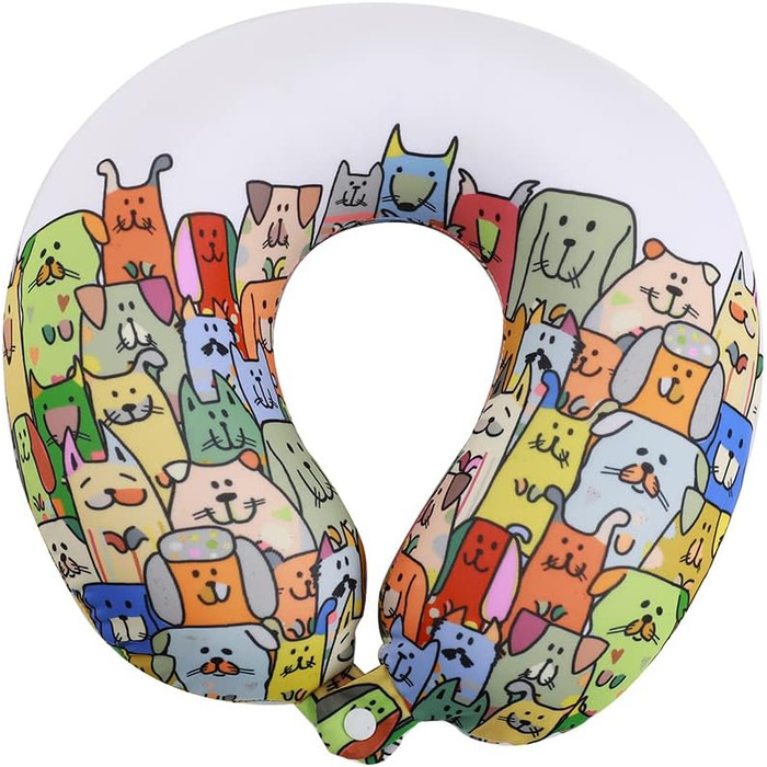 Подушка для подорожей I-TOTAL® з м'якою підтримкою шиї, мила подушка з принтом Stay Pawsitive