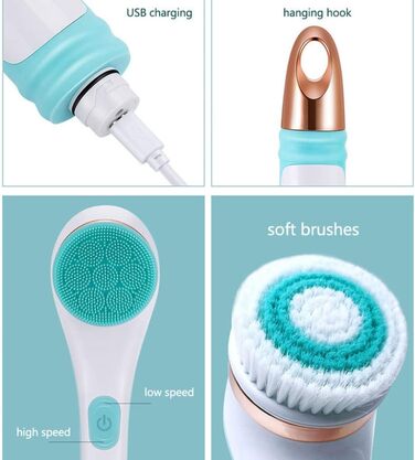 EdirFtra Electric Body Scrub Brush - Rechargeable Silicone Exfoliating Shower Brush for Body & Back - USB