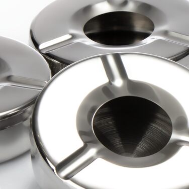 Попільничка металева com-four® 6 шт. з кришкою, Ø 11 см - нержавіюча сталь, захист від попелу, для дому та офісу