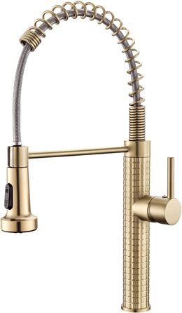 Сучасний кухонний змішувач з LED-підсвіткою, поворотний на 360°, з висувною лійкою, чорний/рожеве золото, для кухні