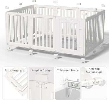 Прозорий вольєр для собак з дверцятами, легкий у чищенні та встановленні, переносний загон для цуценят для дому та саду (Білий, 77 см у висоту, 30,5 см)