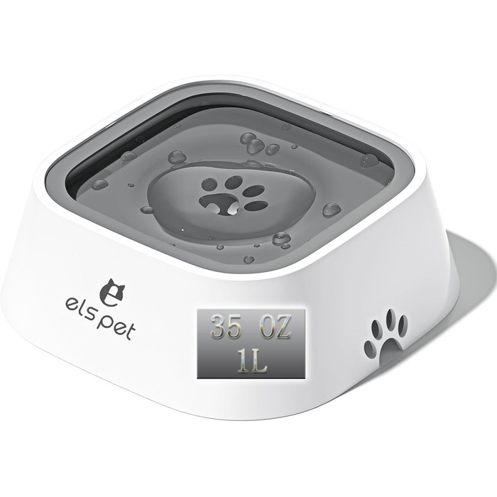 Напійник для собак ELS PET: 1л, витокозахисний, для подорожей, анти-розливання, сірий